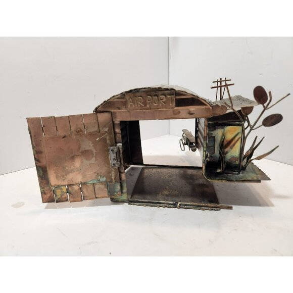 Vintage Hand Crafted Oxidized Copper Metal Airport Hanger Music Box Hong Kong - Picture 5 of 16